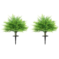HOMCOM Artificial Boston Ferns UV-Resistant Fake Plants for Indoor Outdoor Decor Set of 2(m-11)