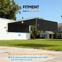 Outsunny 2 Pcs UV Protection Pergola Replacement Canopy, Pergola Shade Cover, Easy to Install, for 10' x 10' Pergola, Black(m-3)