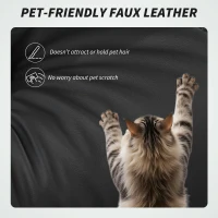 HOMCOM Office Chair with Massage, Pet-Friendly Faux Leather Reclining Desk Chair with Lumbar Support, Footrest, Black(m-7)