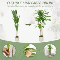 HOMCOM 4FT Dracaena Fake Plant, Artificial Plant with Bendable Trunks for Home Office Decor, Green(m-6)