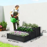 Outsunny Vinyl Raised Garden Bed Kit, 3-Tier Elevated Garden Box with Open Bottom, DIY Assembly, Outdoor Raised Planter Box(m-3)
