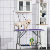 PawHut Adjustable Pet Grooming Arm, with Clamp, Haunch Holders & Grooming Loop - Sliver(m-8)