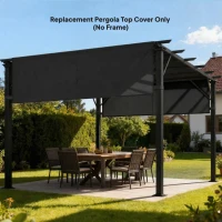 Outsunny 2 Pcs UV Protection Pergola Replacement Canopy, Pergola Shade Cover, Easy to Install, for 10' x 10' Pergola, Black(m-10)
