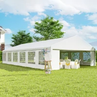 Outsunny 23' x 39' Large Outdoor Carport Canopy Party Tent with Removable Protective Sidewalls & Windows, White(m-2)