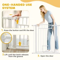 PawHut 30"-41" Extra Wide Pet Gate with Small Door, 42" H Dog Gate with 3-Inch and 5.5-Inch Extension Kit(m-6)