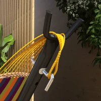 Outsunny 10' Hammock Stand with Side Tray, Hammock Chair Stand Only with Steel Frame, Black(m-9)