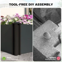 Outsunny Vinyl Raised Garden Bed Kit, Set of 2 Elevated Garden Boxes with Open Bottom, Screwless Outdoor Planter Box(m-4)
