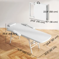 HOMCOM Portable Massage Table, Foldable Massage Bed, White(m-3)