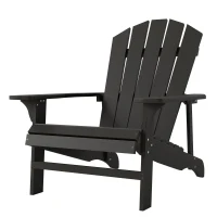 Outsunny Wood Adirondack Chair, Outdoor Patio Muskoka Chair with Slatted Design for Deck, Garden, Backyard, Fire Pit, Black(m-2)