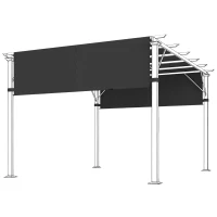Outsunny 2 Pcs UV Protection Pergola Replacement Canopy, Pergola Shade Cover, Easy to Install, for 10' x 10' Pergola, Black(m-11)