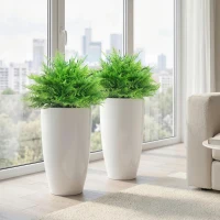 HOMCOM Artificial Boston Ferns UV-Resistant Fake Plants for Indoor Outdoor Decor Set of 2(m-7)