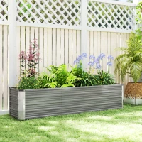 Outsunny 6' x 1.5' x 1.3' Galvanized Raised Garden Bed, Elevated Large Metal Planter Box w/ Install Gloves, Light Grey(m-7)