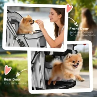 PawHut Pet Stroller for Dogs & Cats, Foldable Dog Stroller with Wheels, Reflective Strips, Brake, Pad and Basket, Grey(m-7)