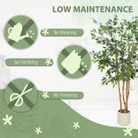 HOMCOM 5FT Artificial Banyan Tree Set of 2, Fake Potted Tree with Solid Wood Trunk and Pot for Indoor(m-5)