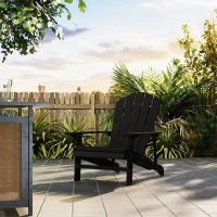 Outsunny Wood Adirondack Chair, Outdoor Patio Muskoka Chair with Slatted Design for Deck, Garden, Backyard, Fire Pit, Black(m-8)