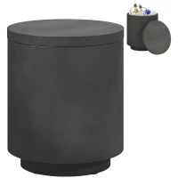 HOMCOM 2.6 Gal Outdoor Side Table, 3-In-1 Concrete Cooler Bar Table with Storage, Removable Ice Bucket and Lid, Charcoal Gray(m-11)