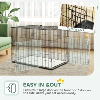 PawHut 35" Dog Crate with 2 Doors, Folding Metal Dog Cage with Soft Cushion, Removable Tray, Handle, Black(m-5)