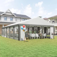Outsunny 20'x33' Heavy Duty Large Party Tent & Carport with Removable Sidewalls, Portable Garage Canopy Tent, Grey(m-10)