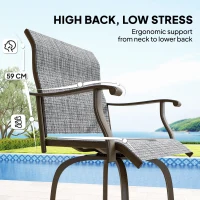 Outsunny Outdoor Bar Stools Set of 2, Swivel Bar Height Chairs with High Back, Curved Armrests and Steel Frame, Mixed Grey(m-6)