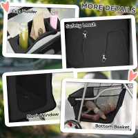 PawHut Pet Stroller with Reflective Strips, Foldable Cat Stroller with 360° Swivel Wheels for Small Dogs and Cats, Black(m-9)