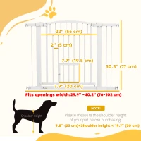 PawHut 30"-41" Extra Wide Pet Gate with Small Door, 30" H Dog Gate with 3-Inch and 5.5-Inch Extension Kit(m-3)