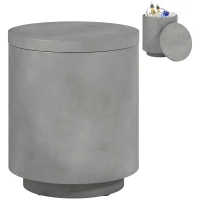 Outsunny 2.6 Gal Outdoor Side Table, 3-In-1 Concrete Cooler Bar Table with Storage, Removable Ice Bucket and Lid, Gray(m-11)