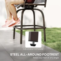 Outsunny Outdoor Bar Stools Set of 2, Swivel Bar Height Chairs with High Back, Curved Armrests and Steel Frame, Mixed Grey(m-7)