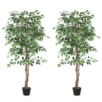 Outsunny 5.3 FT Artificial Tree, Indoor Fake Ficus with Pot, for Home Office Living Room Decor(m-11)