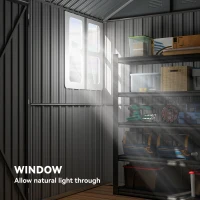 Outsunny 12' x 5.5' Metal Garden Storage Shed, Outdoor Tool Storage House with Lockable Door, Vents, Sloped Roof, Light Grey(m-5)