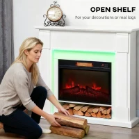 HOMCOM 41 Inch Electric Fireplace with Mantel, 1400W Fireplace Heater with Adjustable 3D Flame Effect for Living Room, White(m-5)