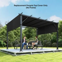 Outsunny 2 Pcs UV Protection Pergola Replacement Canopy, Pergola Shade Cover, Easy to Install, for 10' x 10' Pergola, Black(m-9)