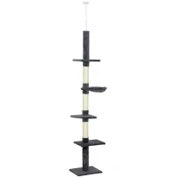 PawHut 8.5ft Cat Climbing Tree 5-Tier Kitty Activity Center with Scratching Post  Dark Grey(m-2)