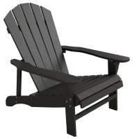 Outsunny Wood Adirondack Chair, Outdoor Patio Muskoka Chair with Slatted Design for Deck, Garden, Backyard, Fire Pit, Black(m-11)