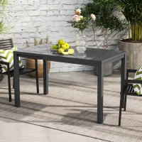 Outsunny Extendable Patio Dining Table, 33.5"-49.2" Adjustable Outdoor Dining Table for 4-6 Person, with Tempered Glass Top, Metal Frame, for Lawn, Garden, Dark Grey(m-8)