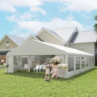 Outsunny 23' x 39' Large Outdoor Carport Canopy Party Tent with Removable Protective Sidewalls & Windows, White(m-10)