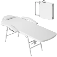 HOMCOM Portable Massage Table, Foldable Massage Bed, White(m-2)