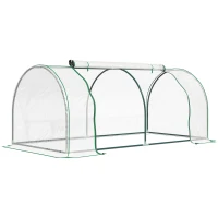 Outsunny 6' x 3' x 2.6' Mini Greenhouse Portable Hot House for Plants with Zippered Doors for Outdoor, Indoor, Garden, Clear(m-2)