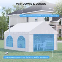 Outsunny 16.5' x 13' Outdoor Tents for Parties, Event Tent with Sides, 4 Windows and 2 Doors, White(m-5)