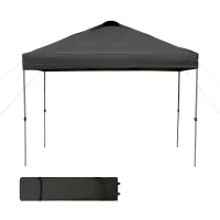 Outsunny 10' x 10' Pop Up Canopy Tent with Airy Top Vents and Wheeled Carry Bag for Outdoor, Garden, Patio, Black(m-11)