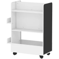 Qaba Kids Bookshelf, Kids Bookcase with Wheels & Blackboard, for Nursery, Kids Room, Playroom, for 3-8 Years(m-2)