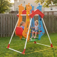 Qaba Kids Indoor Swing with Double Seats, Toddler Swing Set with Safety Belts for Aged 3-5, Play Room, Living Room(m-2)