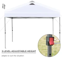 Outsunny 10' x 10' Pop Up Canopy Tent with Airy Top Vents and Wheeled Carry Bag for Outdoor, Garden, Patio, White(m-5)