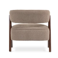 HOMCOM Sherpa Fleece Accent Chair, Upholstered Armchair with Solid Wood Legs and Steel Frame for Living Room, Light Brown(m-14)