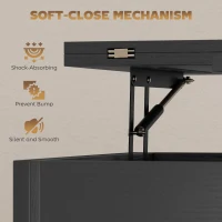 HOMCOM Modern Coffee Table, Lift Top Center Table with Fabric Drawers and Hidden Storage for Living Room, Distressed Black(m-6)