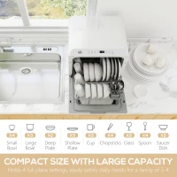 HOMCOM Portable Dishwasher, Counter Dishwasher with 4 Place Settings, 5 Washing Programs, Air-Dry Function, 6L Water Tank(m-4)