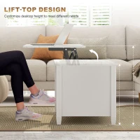 HOMCOM Lift Top Coffee Table, Modern Center Table with Storage Shelves and Hidden Compartment for Living Room, 41" L, White(m-4)