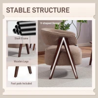 HOMCOM Sherpa Fleece Accent Chair, Upholstered Armchair with Solid Wood Legs and Steel Frame for Living Room, Light Brown(m-5)