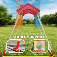 Qaba Kids Indoor Swing with Double Seats, Toddler Swing Set with Safety Belts for Aged 3-5, Play Room, Living Room(m-5)