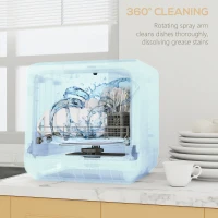 HOMCOM Countertop Dishwasher with Built-in 6L Water Tank, 5 Wash Programs, Touch Control, LED Display, Dual Water Supply, White(m-7)