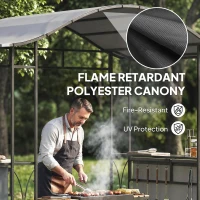 Outsunny 8' x 5' Grill Gazebo Canopy, Outdoor BBQ Shelter with 2 Side Shelves, Dark Grey(m-6)